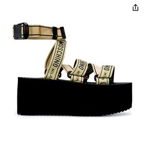 Moschino logo print 80 mm platform sandal